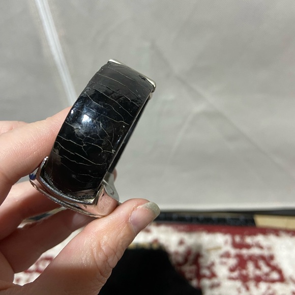 Vivani Silver Tone Watch. Black Bangle Band. Silver Tone Hardware - Picture 7 of 7